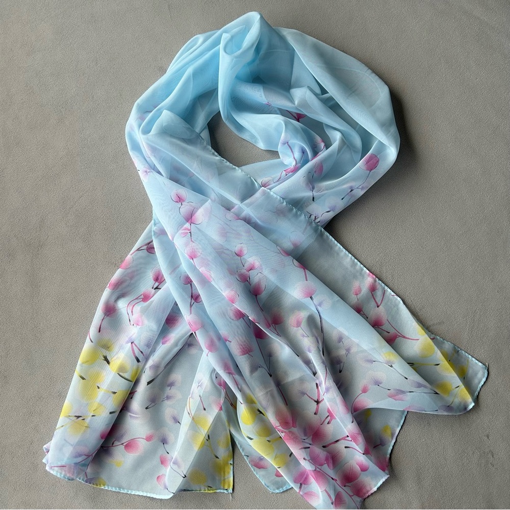 Floral Lightweight Scarf ~ 155 cm x 45 cm ~ 60” x 18 ~ Brand New!